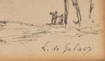 Gulácsy Lajos (1882-1932): Mesetá.j Ceruza, papír, jelzett: L. de Gulácsy. 8x13 cm. Üvegezett keretb...