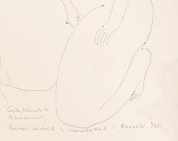 Reich Károly (1922-1986): Szerelmesek. Toll, papír, jelzett, Reich Károly autográf ajándékozási sora...