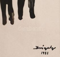 Drégely László (1932 - 1990): Család 1981. Tus, papír. Jelzett. 28x19 cm Keretben
