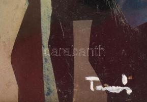 Tamás Ervin (1922 - 1996): Tájtorzó. Olaj. kollázs, farost. Jelzett. 33,5x60 cm Üvegezett keretben