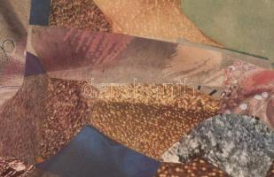 Tamás Ervin (1922 - 1996): Tájtorzó. Olaj. kollázs, farost. Jelzett. 33,5x60 cm Üvegezett keretben