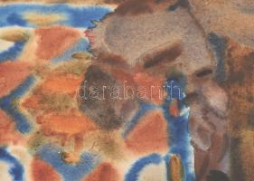 Vidéky Brigitta (1911 - 2017) Nő enteriőrben akvarell, papír, jelzett,. 33,5x20 cm