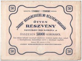 Budapest 1923. " 'Taurus' Huskereskedelmi Részvénytársaság" 50 részvénye összese...