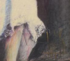 Molnár Zoltán (1937-2001): Életkép (Lány csokorral). Akvarell, selyem, jelzett, üvegezett fa keretbe...