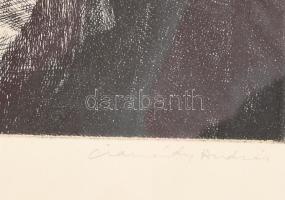 Csanády András (1929- ): Ablakban. (Akt). Rézkarc, számozott (17/100), papír, jelzett, üvegezett ker...