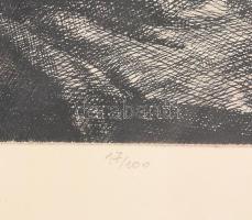 Csanády András (1929- ): Ablakban. (Akt). Rézkarc, számozott (17/100), papír, jelzett, üvegezett ker...