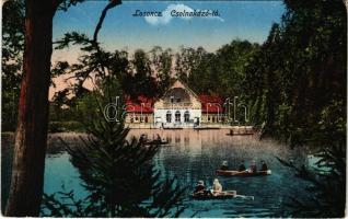 1918 Losonc, Lucenec; Csónakázó tó. Ifj. Fischer Sándor kiadása / rowing boats, lake (fa)