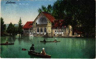 1923 Losonc, Lucenec; Csónakázó tó / rowing boats, lake (EK)