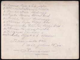 1917 Romániában a 640. tábori postához tartozó katonák csoportképe, számozással beazonosítható a fot...