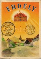 Erdélyi részek visszacsatolásának emlékére. Megjöttünk testvérek! Hozzuk a szívünket, de ha kell, Erdélyért adjuk a vérünket! / entry of the Hungarian troops to Transylvania, irredenta propaganda s: Németh N. + "1940 Kolozsvár visszatért" So. Stpl. (EK)