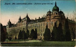 Zagreb, Zágráb; Postovna uprava drz. zelj. / MÁV (Magyar Királyi Államvasutak) üzletvezetőség palotája / Hungarian State Railways palace (fa)