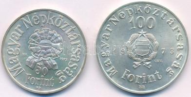 1973. 50Ft Ag + 100Ft Ag "Petőfi" T:BU kis patina Adamo EM41, EM42