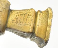 Fokos, fanyeles ütő-vágó fejű sárgaréz fokos.XIX. sz. Tompa ütőfej szélesség 4 x 4 cm, vágóél hossz ...