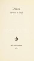 Dante összes művei. Szerk., a szöveget gondozta és az utószót írta: Kardos Tibor. Fordították Babits Mihály, Károlyi Amy, Weöres Sándor és mások. Helikon Klasszikusok. Bp., 1962., Magyar Helikon. Kiadói egészbőr-kötésben, kiadói átlátszó műanyag védőborítóban, kissé foltos, kissé kopott borítóval. Számozott (445./1100) példány.