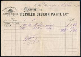 1874 Mecenzéf (Metzenseifen), Tischler Gedeon Partl & Co. fejléces számla
