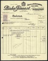 1937 Bp., Biehn János Rt. Aszfalt és Kátránytermékek Vegyi Gyára fejléces számla