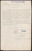 1921 Határozat, amelyben egy napszámos felfogadnak útkaparónak magyaróvári pecsétek és aláírások, irredenta szöveggel