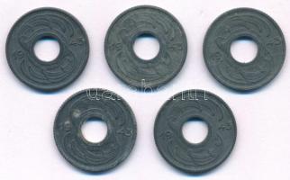 Budapest 1943. "BSZKRT / Váltójegy" Zn (5x) T:XF,VF