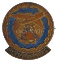 Csehszlovákia ~1960. Mlady Technik (Ifjú Techinkus) festett bronz jelvény (28x25mm) T:AU Cechoslovakia ~1960. Mlady Technik (Young Technician) painted bronze badge (28x25mm) C:AU