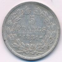 Franciaország 1831D 5Fr Ag "Lajos Fülöp" T:VF ph. France 1831D 5 Francs "Louis Philip...