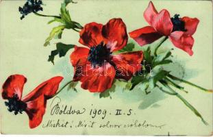 1909 Flowers, litho (EK)