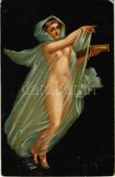 1918 Die Morgenröte. Pompeii / Erotic nude lady art postcard. Stengel litho (EK)