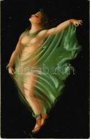 1918 Die Nacht. Pompeii / Erotic nude lady art postcard. Stengel litho (EK)