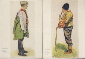 8db háború előtti csehszlovák népviselet, népszokások festmények