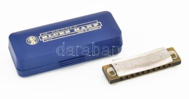 cca 1940 M. Hohner szájharmónika, horpadt, jelzett, dobozában, h: 8 cm