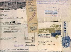 15db 1950 előtti csehszlovák díszes számla, céglevél, nyugta, sok dekoratív