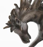 Szilaj ló. Patinázott fém szobor, jelzés nélkül, kis kopással, m: 32 cm
