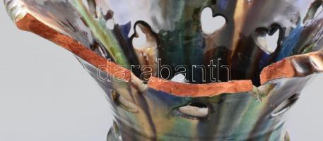 Kerámia padlóváza, sérült, hiányos, m: 51 cm