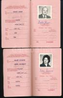 1982 A Magyar Népköztársaság által kiállított 2 db fényképes útlevél házaspár számára