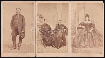 1864 3 db keményhátú portré Mihály József egri műterméből, 10×6 cm