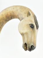 Faragott lófejes fa sétabot, hibátlan, h: 100 cm