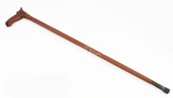 Faragott lófejes fa sétabot, sérüléssel, h: 95 cm