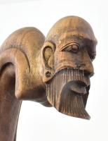 Faragott férfi alakos fa sétabot, jelzés nélkül, hibátlan, m: 95 cm