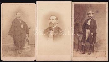 1864 Férfiportré, 3 db keményhátú fotó Mihály József egri műterméből, 10,5×6 cm