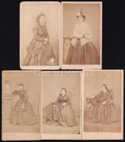1864 Höklgyportré, 5 db keményhátú fotó Mihály József egri műterméből, 10,5×6 cm