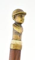 Zsokéfejes sétabot, fa, réz fejjel, kis kopással, h: 91 cm