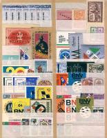 Parafilatélia összeállítás, 58db berakólapon (zárjegyek, levélzárók, segélybélyegek stb.)