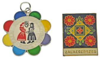 DN Zalai Folklórfesztivál - Páka műgyantás fém medál (29mm) + DN Zalaegerszeg műgyantás fém kitűző (25x20mm) T:XF