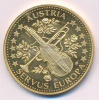 Ausztria ~1995. "ECU Österreich ECU - Johann Strauss / Austria - Servus Europa" aranyozott...