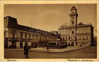 Komárom, Komárnó; Klapka tér, városháza, rendőr, Csonka üzlete / square, town hall policeman, shops