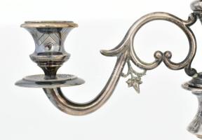 Fácános ezüst (Ag) gyertyatartó. Jelzett, dianás jelzéssel, mesterjeggyel. Két részes. Össz: 575 g 4...
