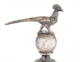 Fácános ezüst (Ag) gyertyatartó. Jelzett, dianás jelzéssel, mesterjeggyel. Két részes. Össz: 575 g 4...