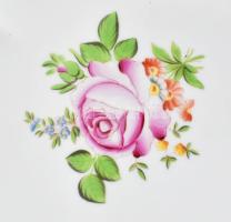 Herendi virág mintás porcelán háromszögű kínáló tál. Kézzel festett, jelzett, apró kopásokkal 26 cm ...
