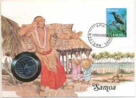 Samoa 1988. 20s Cu-Ni felbélyegzett borítékban, bélyegzéssel, német nyelvű leírással T:UNC Samoa 1988. 20 Sene Cu-Ni in envelope with stamp, cancellation, and a description in german C:UNC