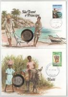 5db-os érmés boríték tétel, mind különféle és német nyelvű tájékoztatóval, benne: Venezuela, Tajvan,...