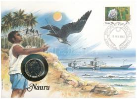 Ausztrália / Nauru 1990. 10c felbélyegzett borítékban, bélyegzéssel, német nyelvű leírással T:UNC Australia / Nauru 1990. 10 Cents coin in envelope with stamp and cancellation, with German description C:UNC